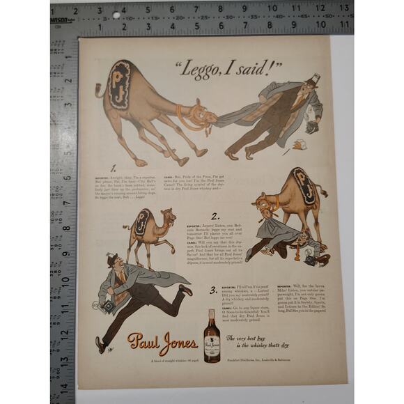 1943 Paul Jones Whiskey Print Ad Camel Comic Humor Leggo 1940s Alcohol Ephemera - Picture 3 of 6